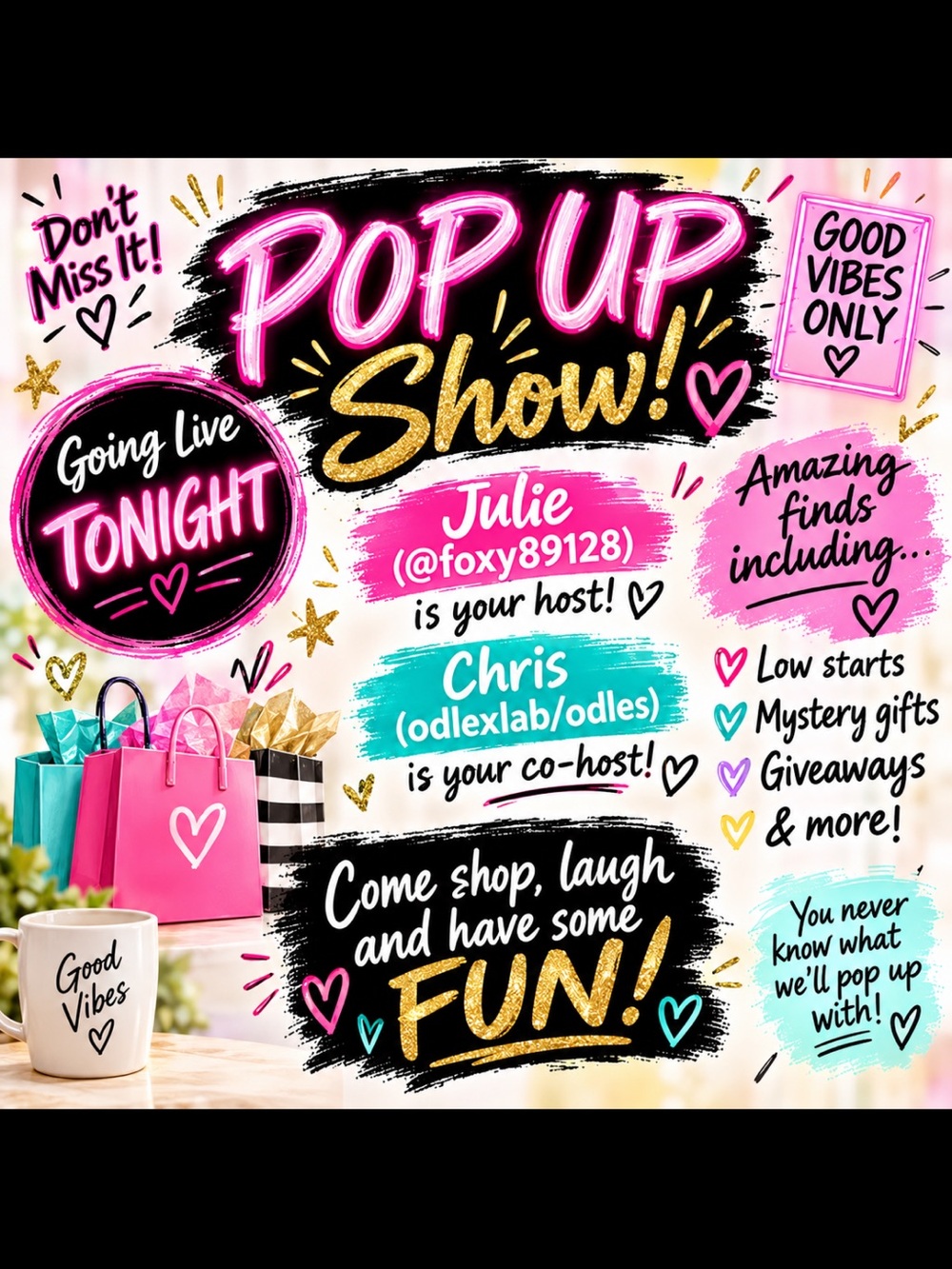 Pop up Time Again!!! 6:30 PM EST